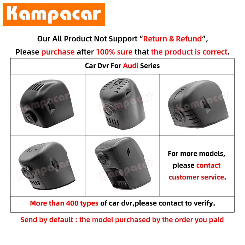 Kampacar Dashcam Plug-and-Play Auto-DVR für Audi A3 A4 A5 A6 A7 A8 Q3 Q5 Q7 Q8 Etron S3 S4 S5 S8 TT (2015-2024) in 1K, 2K oder 4K Auflösung - Bild 2
