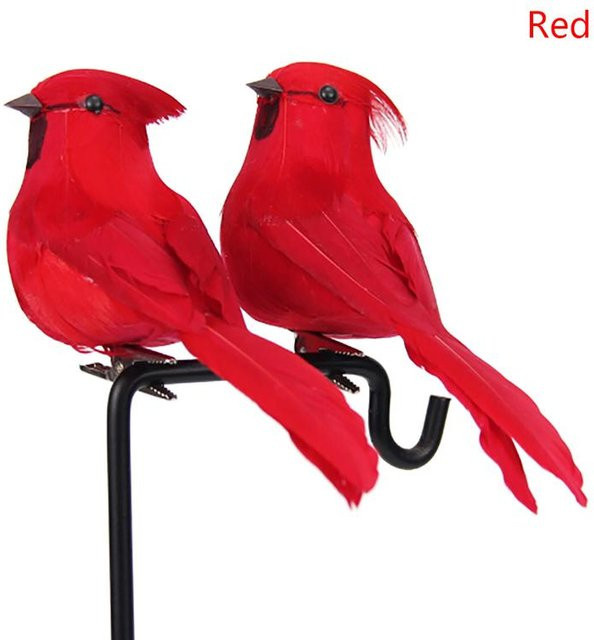 Künstliche Taube aus Schaumstoff und Textil für Hochzeitsdekorationen in Weiß und Rot - Bild 1