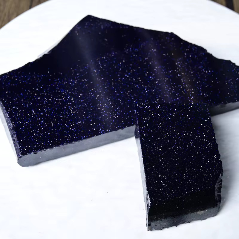 CrystalHola Sandstein-Steinscheibe in Marineblau mit glitzernder Textur, unregelmäßige Deko-Steine für die Tischdekoration, 50–300 g - Bild 3