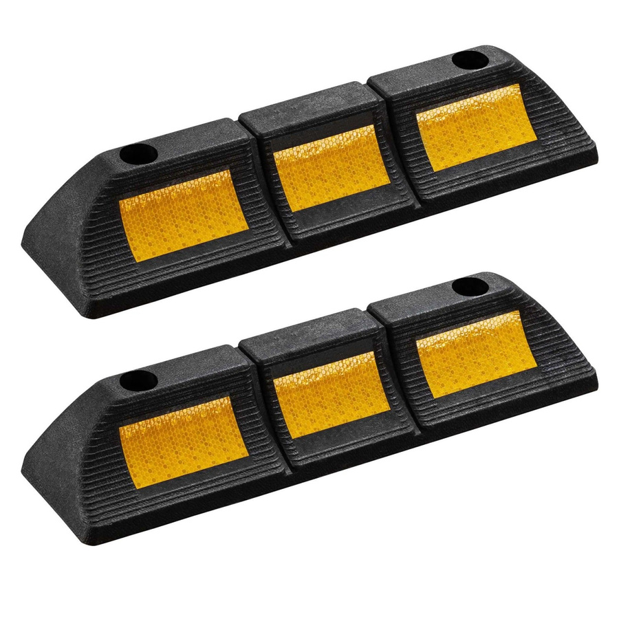 Wiltec Radstopper Einparkhilfe aus Gummi in Schwarz-Gelb, 2er Set, B/H/T: 47,5 x 12 x 8 cm - Bild 2