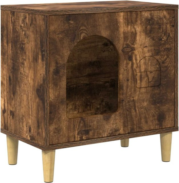 vidaXL Katzenhaus aus Holz in Geräucherte Eiche, Farbe Braun, B/T/H: 51 x 30 x 52 cm - Bild 1