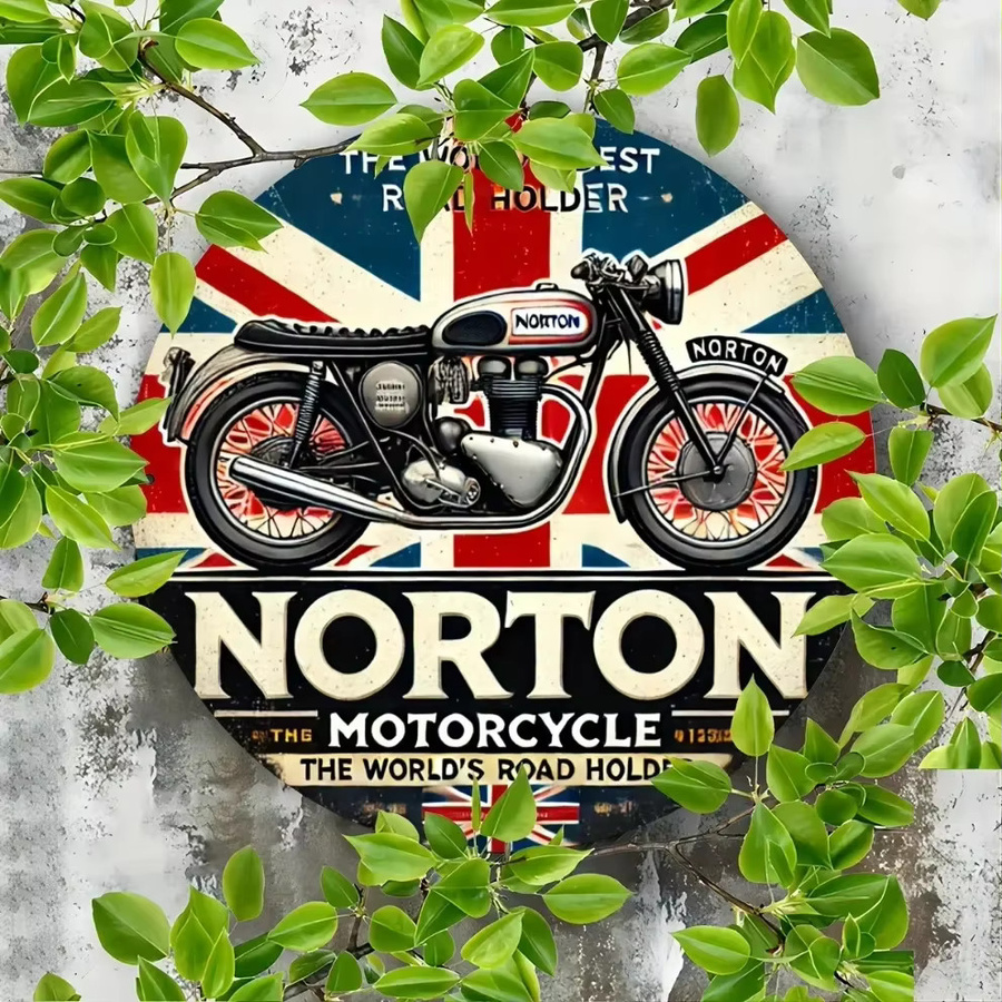 Vintage Norton Motorrad Metallschild aus Eisenblech von CIFBUY in Multicolor - Bild 5