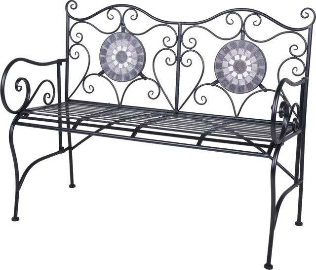 Garden Pleasure Gartenbank Jalua aus Stahl in Schwarz mit Armlehnen, B/T/H: 90,5 x 53 x 116 cm - Bild 1