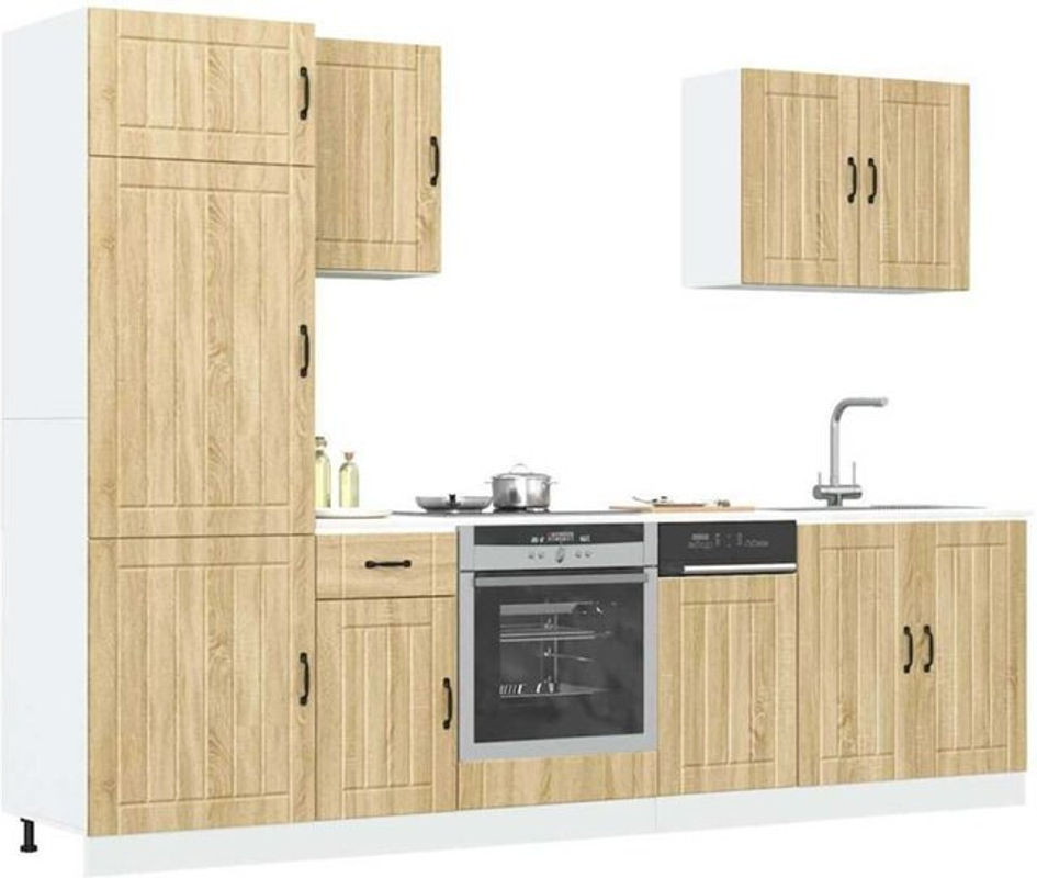 7-teiliges Küchenschrank-Set Lucca Küchenzeile im Landhausstil von Vidaxl in Eiche Natur und Braun - Bild 1