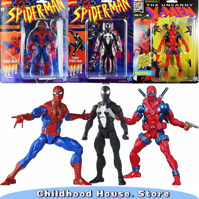 Hasbro Marvel Legends Retro Cardback Spider-Man Venom Deadpool, Actionfiguren, Set, ab 4 Jahren - Bild 1