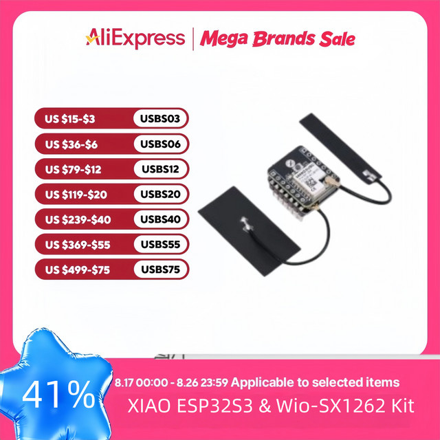 Seeed Studio XIAO ESP32S3 LoRa Meshtastic Starter Kit mit SX1262 Modul und Antenne, Schwarz - Bild 1