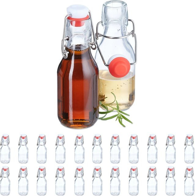 Relaxdays Bügelflaschen aus Glas, transparent, 24er Set, 100 ml, Höhe: 14 cm, Durchmesser: 5 cm - Bild 1