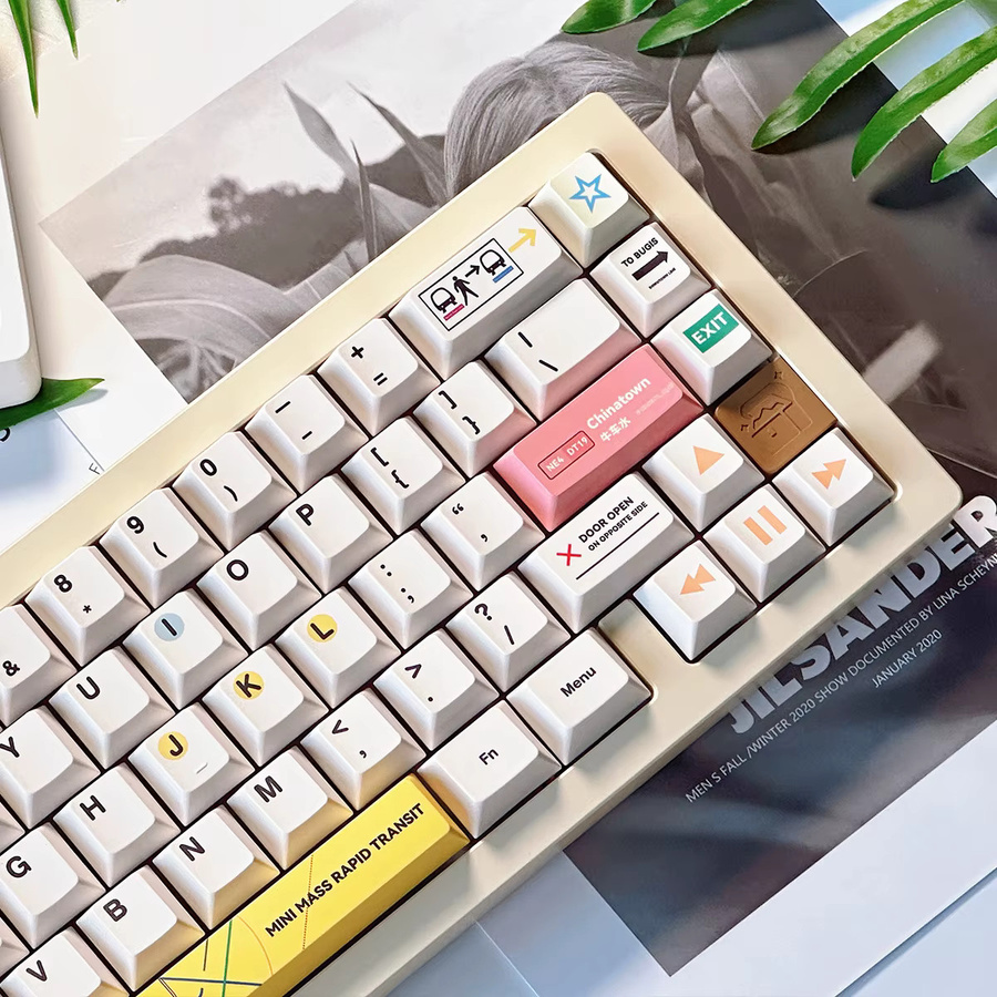 Venit Keys Singapore SMRT Themen-Tastenkappen, 152 Tasten, Cherry Profile, Dye-Sub PBT, Mehrfarbig, für MX mechanische Tastaturen - Bild 3