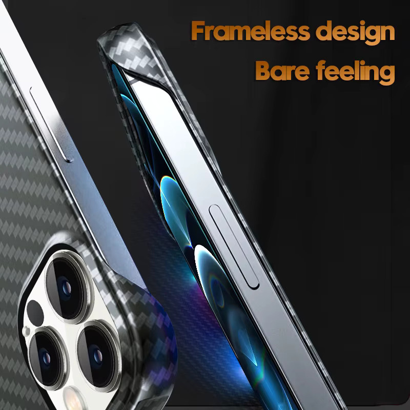Kedootd Ultra dünne rahmenlose Schutzhülle aus Kohlefaser in Schwarz für iPhone 15 14 13 12 11 Pro Max und weitere Modelle - Bild 2