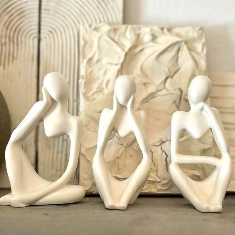 UDOCOOL Abstrakte Denker Statue in Weiß – Moderne Kunstharz Dekoration für dein Zuhause - Bild 1