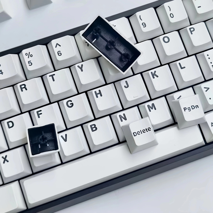 FSWHBY Keycaps im minimalistischen Stil in Weiß und Beige, 120 Tasten Double-Shot PBT Tastenkappen im Cherry-Profil für mechanische Gaming-Tastaturen mit Cherry MX Schaltern - Bild 3