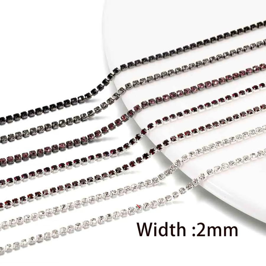 AGCFABS Halskette, Silber, Glas Strass, 1 Meter - Bild 1