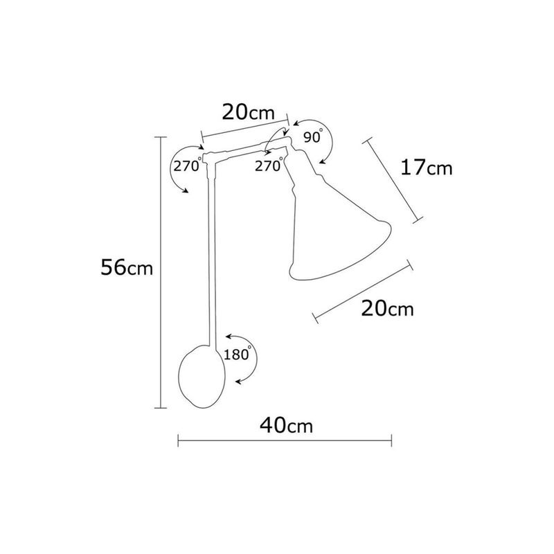 Opviq Wandleuchte aus Metall in Schwarz, modern, E27, B/H/T: 20 x 56 x 20 cm - Bild 3