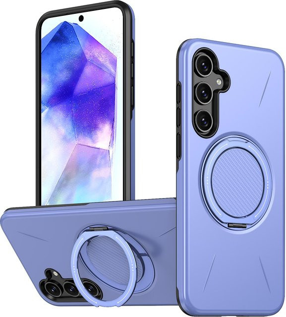Stoßfeste Doppelschicht Handyhülle mit drehbarem und faltbarem Magnetständer für Samsung Galaxy A55 A16 A56 A36 A26 A14 A15 A35 A17 5G in Violett - Bild 1