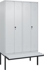 C+P PSA Doppel-Spind Classic PLUS Sitzbank mit 4 Abteilen, grau, B/T/H: 212 x 120 x 81,5 cm - Bild 1