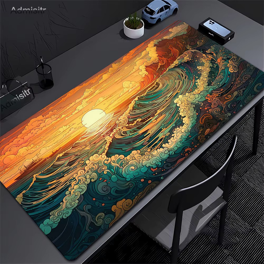 Admisitr XXL Schreibtischunterlage Japan Great Wave Design in Weiß - Bild 1
