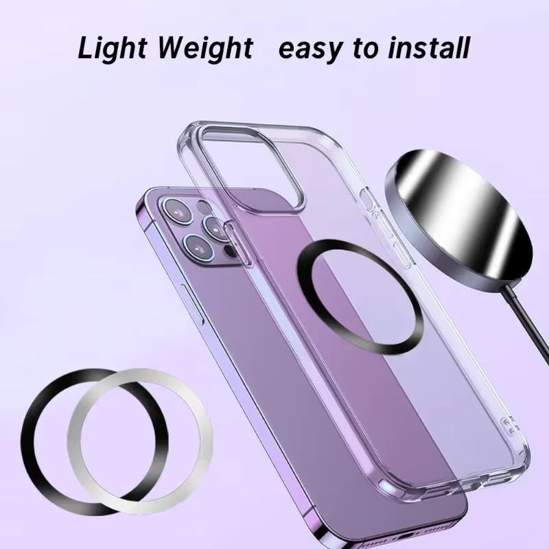 Universeller Magnet-Aufkleber als magnetischer Adapterring für MagSafe iPhone 16 und 17, runder Metallplattenring in Silber für kabelloses Laden - Bild 2