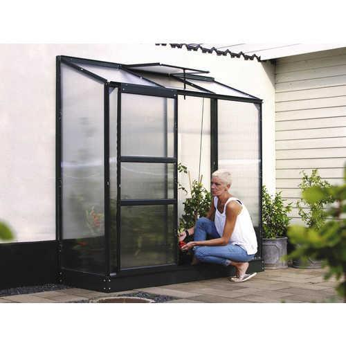 Vitavia Anlehn-Gewächshaus Styx in Schwarz und Grau mit 1,3 m² Fläche und 4 mm HKP - Bild 3