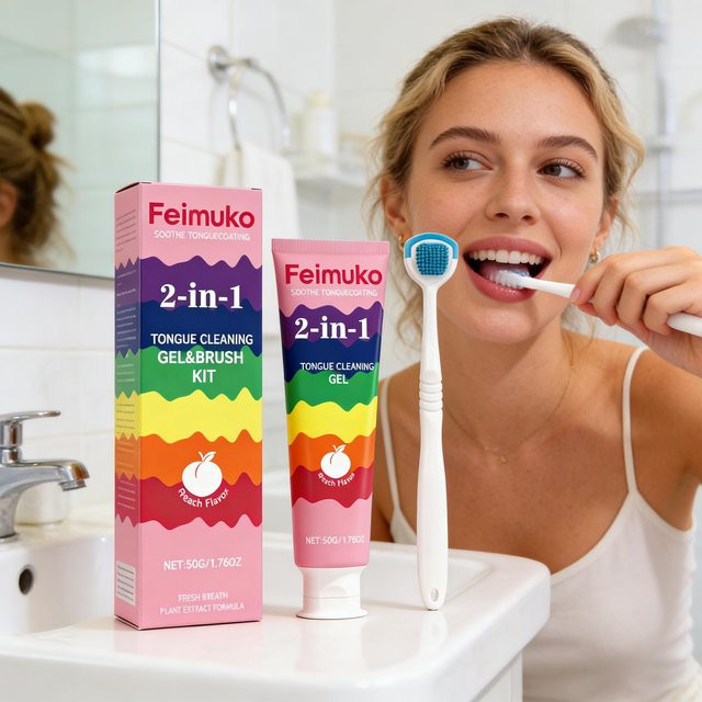 Oralhoe Zungenbelag-Reinigungsgel mit Zahnbürste - Bild 1