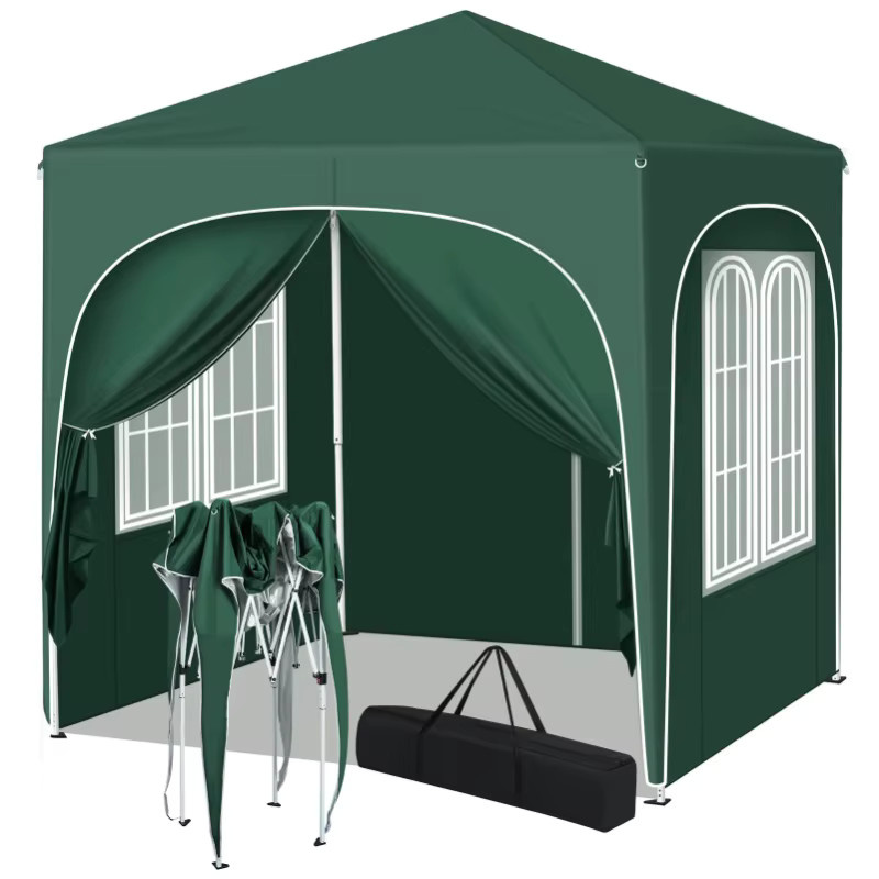 WOLTU Gartenpavillon Pop-up grau, faltbarer Pavillon mit UV-Schutz und Seitenwänden, wasserdicht, B/T/H: 200 x 200 x 200 cm - Bild 3