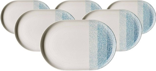 Ritzenhoff & Breker Trio Servierplatten aus Keramik, Blau gestreift, 6er Set, B/T: 30 x 20 cm - Bild 1