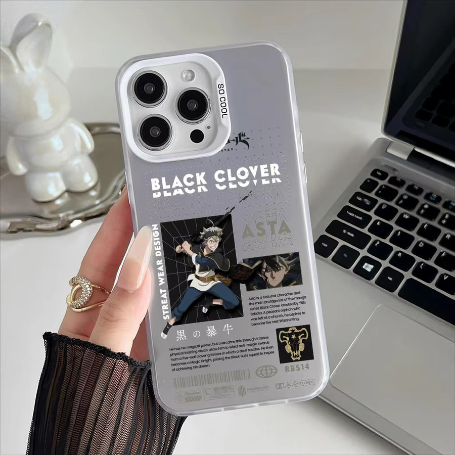 Anime Black Clover Handyhülle für Apple iPhone 17 16 15 14 13 12 11 Pro Max in Schwarz mit Matt Laser Aurora Design - Bild 3