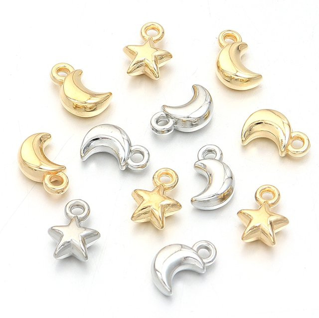 Charms-Anhänger Stern-Mond, Kunststoff, Silber, Unisex - Bild 1