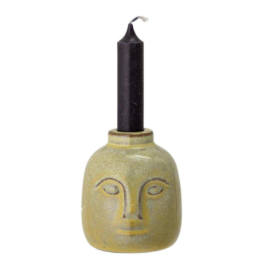 Bloomingville Eliot Kerzenhalter aus Steingut in Grün, Höhe: 9 cm - Bild 1