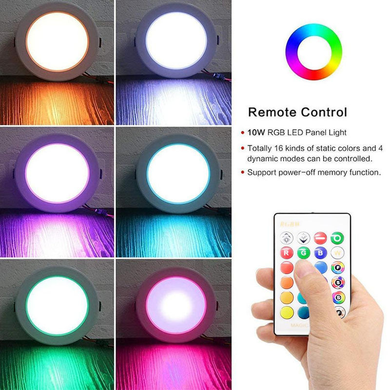 TOMTOP JMS RGBW LED-Einbauleuchte mit IR-Fernbedienung, 5W dimmbar, 16 Farben und 4 Blinkmodi, rund, weiß - Bild 6