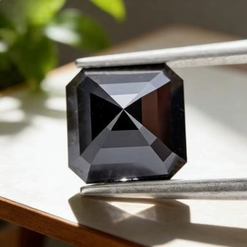 CHAOPAIZHIWU Moissanit Anhänger, Asscher-Schliff, quadratisch, schwarz - Bild 5
