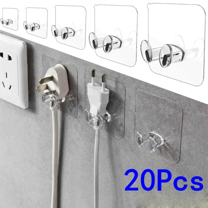 Transparente Wandhaken aus PVC für Steckdosen und Kabel zur ordentlichen Aufbewahrung in Küche und Bad - Bild 5