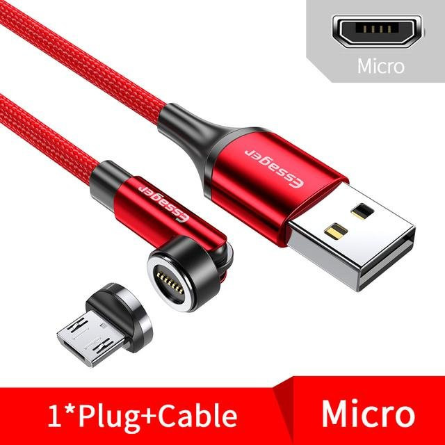 Essager 360 Grad drehbares magnetisches USB-Typ-C-Schnellladekabel mit 3 A, Länge: 1 m, Farbe: Rot - Bild 1