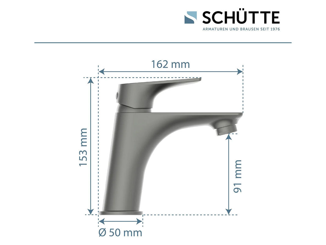 Schütte Waschtischarmatur Boston Einhebelmischer in Graphit Matt mit Pop-up-Abfluss und wassersparender Funktion - Bild 2
