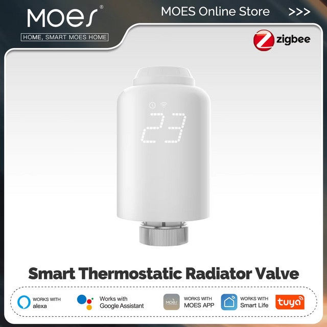 Moes SmartLife ZigBee Thermostatventil mit Tuya App-Steuerung und Alexa Sprachsteuerung, Weiß - Bild 1