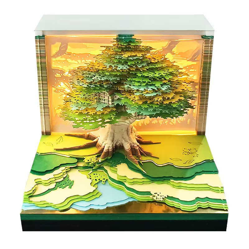 3D-Notizblock 2026 Kalender Desktop-Dekor Sakura Baumhaus in Multicolour - Bild 4
