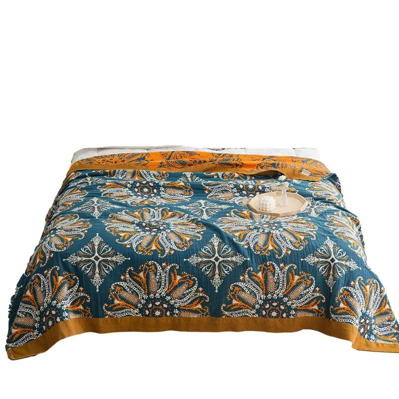 Böhmische Baumwolldecke von Your Warm Home in Multicolour mit floralem und ethnischem Design, gesteppte Gaze-Decke für Bett oder Sofa, B/B: 150 x 200 cm - Bild 2