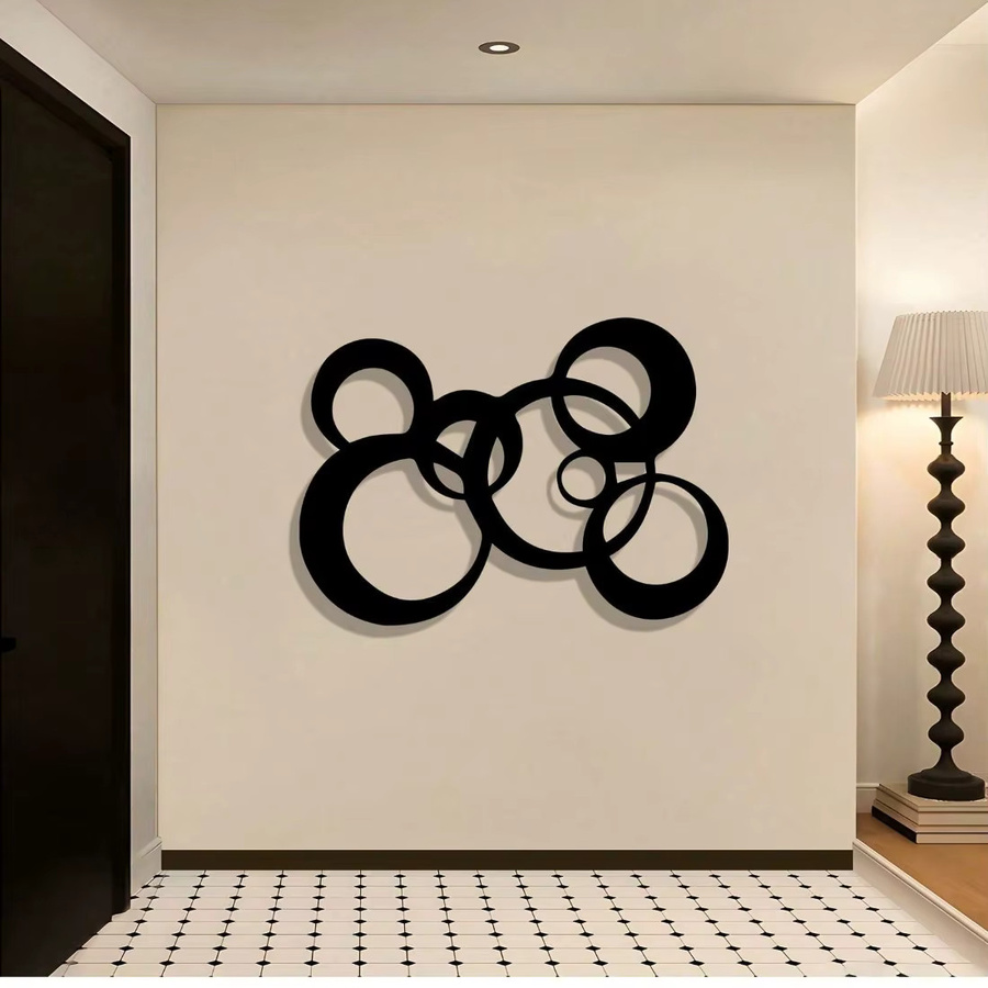 CIFBUY Moderne Wandkunst aus Eisen Runde Metall Skulptur im Retro-Design Schwarz Weiß - Bild 5