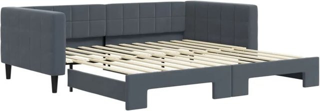 vidaXL Ausziehbares Tagesbett in Dunkelgrau mit Samtbezug und Schlaffunktion, B/T/H: 110 x 200 x 68 cm (ausziehbar auf 120 cm Breite) - Bild 1