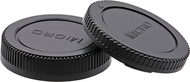 Panasonic Objektivabdeckung und Kamerakappe für Micro Four Thirds MFT Kameras in Schwarz - Bild 1