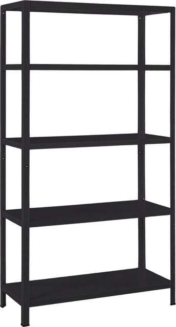 SCHULTE REGALWELT Stecksystem-Grundregal aus Metall in Schwarz mit verstellbaren Regalböden, H x B x T: 190 x 100 x 40 cm - Bild 1