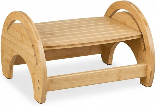 Relaxdays Toilettenhocker aus Bambus in Natur, verstellbar und rutschfest, B/T/H: 36 x 23 x 32 cm - Bild 1