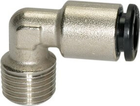 Riegler L-Steckverschraubung click-clock aus Messing in Silber, R 1/4 a., Schlauch-Außendurchmesser 8 mm - Bild 1