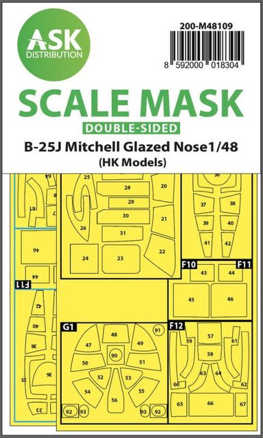 HK Models B-25J Mitchell, Double-sided mask, self-adhesive, pre-cutted - Bild 1