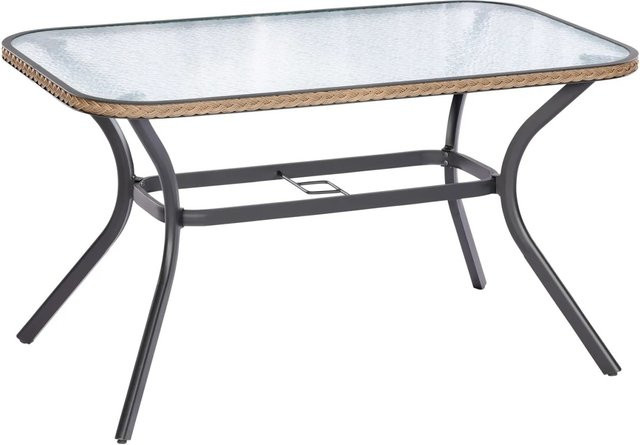 Merxx Gartentisch Ravenna rechteckig aus Aluminium und Sicherheitsglas in Grau, B/T/H: 85 x 74 x 150 cm - Bild 1