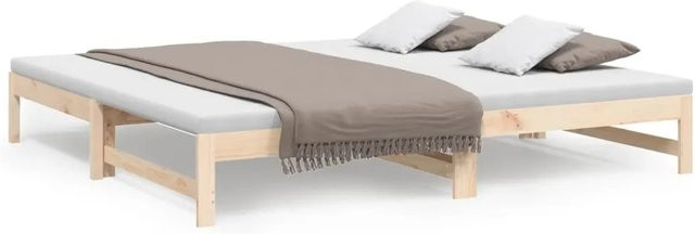 vidaXL Ausziehbett aus Massivholz Kiefer in hellem Naturton, B/T/H: 200 x 80 x 160 cm (2x 80x200 cm) - Bild 1