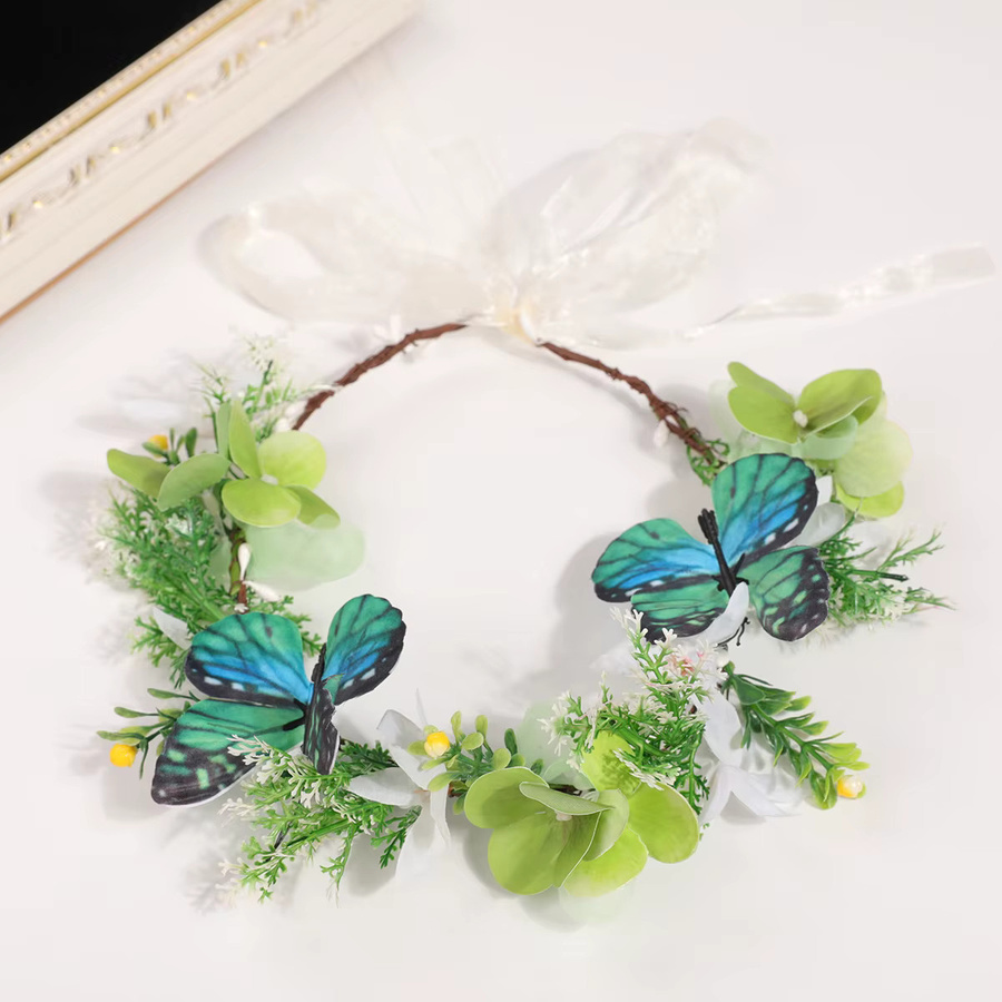 Waldfee Haarband, Grüner Blumenkranz, Unisex - Bild 2