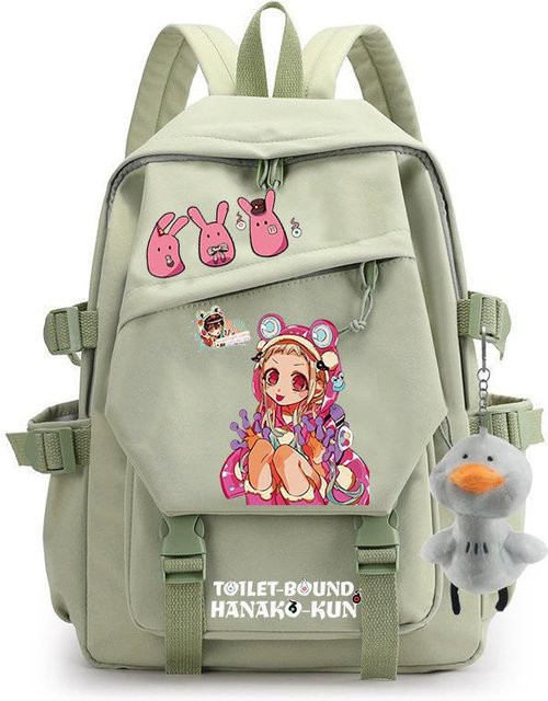 3-teiliges Schulrucksack-Set Hanako-kun Earthbound Boy in Grün aus Oxford-Stoff mit Schultasche, Schultergurt und Federmäppchen - Bild 1