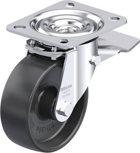Blickle Stahlblech-Lenkrolle L-PP 100G-ST in Schwarz und Grau mit Rad-Durchmesser 100 mm und einer Tragfähigkeit von 160 kg - Bild 1