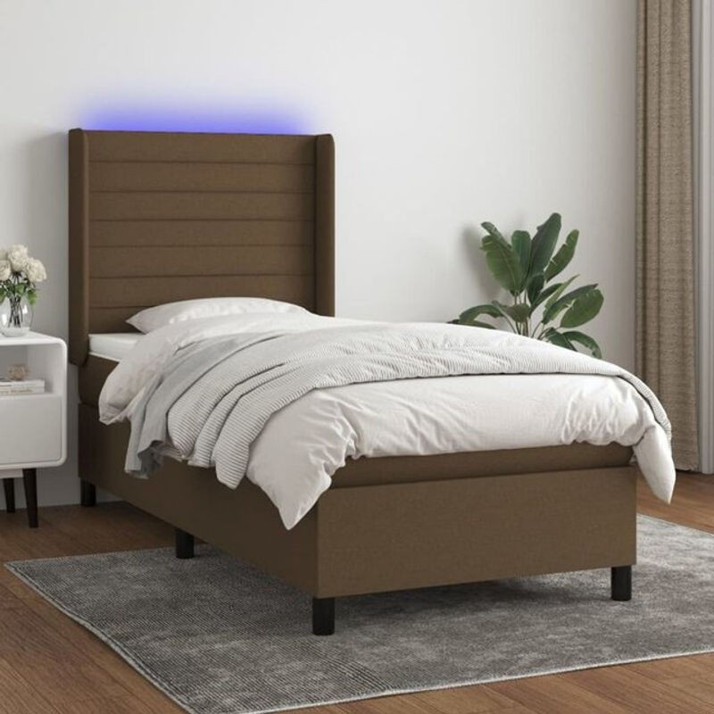 vidaxl Boxspringbett mit Matratze in Braun aus Stoff und Holzwerkstoff B/T/H: 200 x 80 x 118 cm - Bild 1