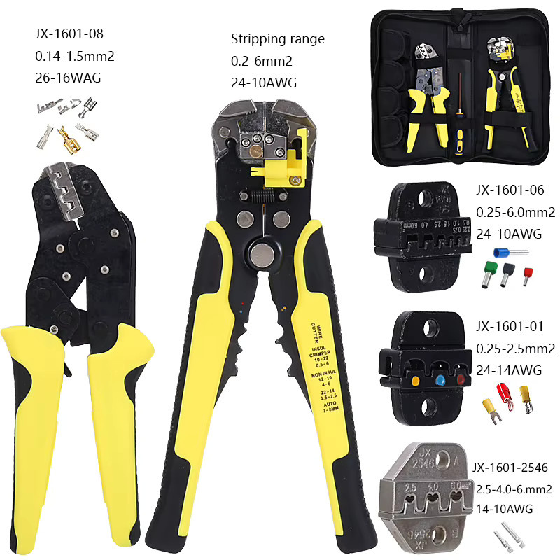 LUCHSHIY Multitool-Zange als Ratschen-Draht-Crimpwerkzeug-Set mit Abisolier- und Schneidefunktion für isolierte und nicht isolierte Anschlüsse - Bild 2